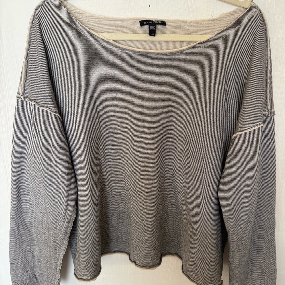 Gray Striped Long Sleeve Top